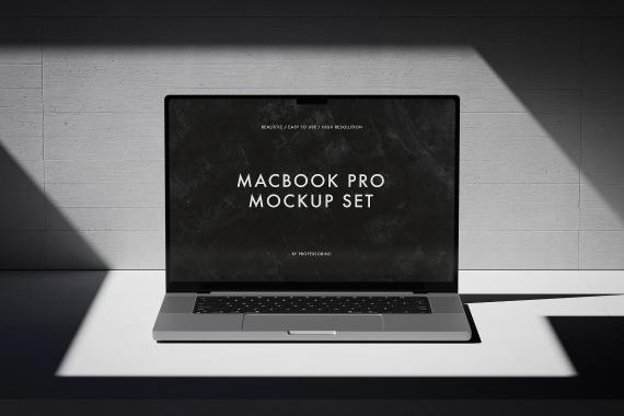 10款工业风混凝土背景苹果MacBook Pro笔记本电脑UI设计展示效果图PS贴图样机 MacBook Pro Mockup Set vol 2 , 第6张