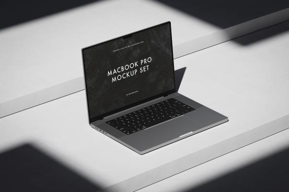 10款工业风混凝土背景苹果MacBook Pro笔记本电脑UI设计展示效果图PS贴图样机 MacBook Pro Mockup Set vol 2 , 第7张