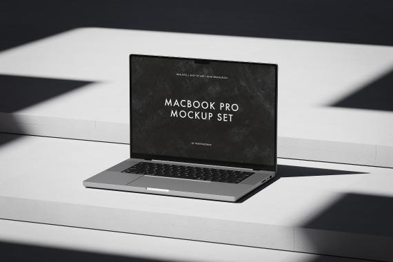 10款工业风混凝土背景苹果MacBook Pro笔记本电脑UI设计展示效果图PS贴图样机 MacBook Pro Mockup Set vol 2 , 第8张