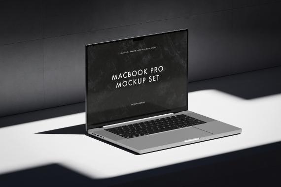 10款工业风混凝土背景苹果MacBook Pro笔记本电脑UI设计展示效果图PS贴图样机 MacBook Pro Mockup Set vol 2 , 第11张