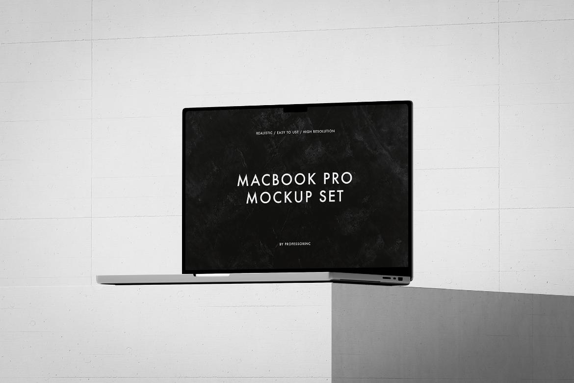 10款工业风混凝土背景苹果MacBook Pro笔记本电脑UI设计展示效果图PS贴图样机 MacBook Pro Mockup Set vol 2 , 第12张