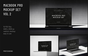 10款工业风混凝土背景苹果MacBook Pro笔记本电脑UI设计展示效果图PS贴图样机 MacBook Pro Mockup Set vol 2