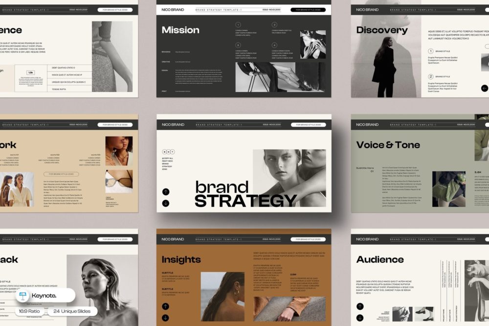 现代简约品牌营销策划演示文稿设计ppt+keynote模板 Brand Strategy PowerPoint+Keynote Template , 第1张