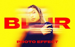 条纹运动模糊海报标题照片效果Photoshop模板 Stripe Motion Blur Photo Effect