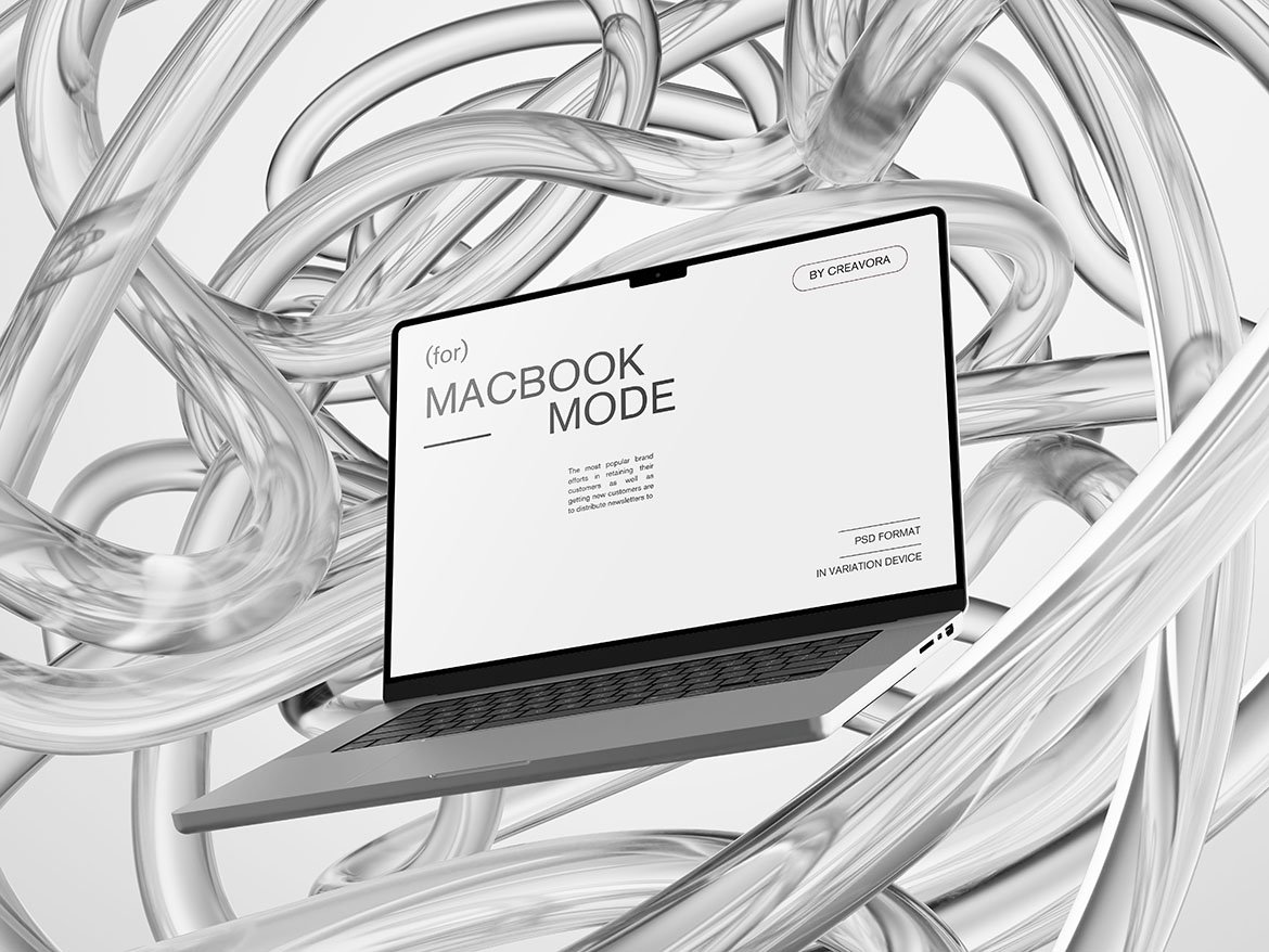 6款未来科幻抽象背景UI设计苹果iPhone手机MacBook电脑iPad平板贴图PSD样机模板 Device Mockups with Abstract Background , 第6张