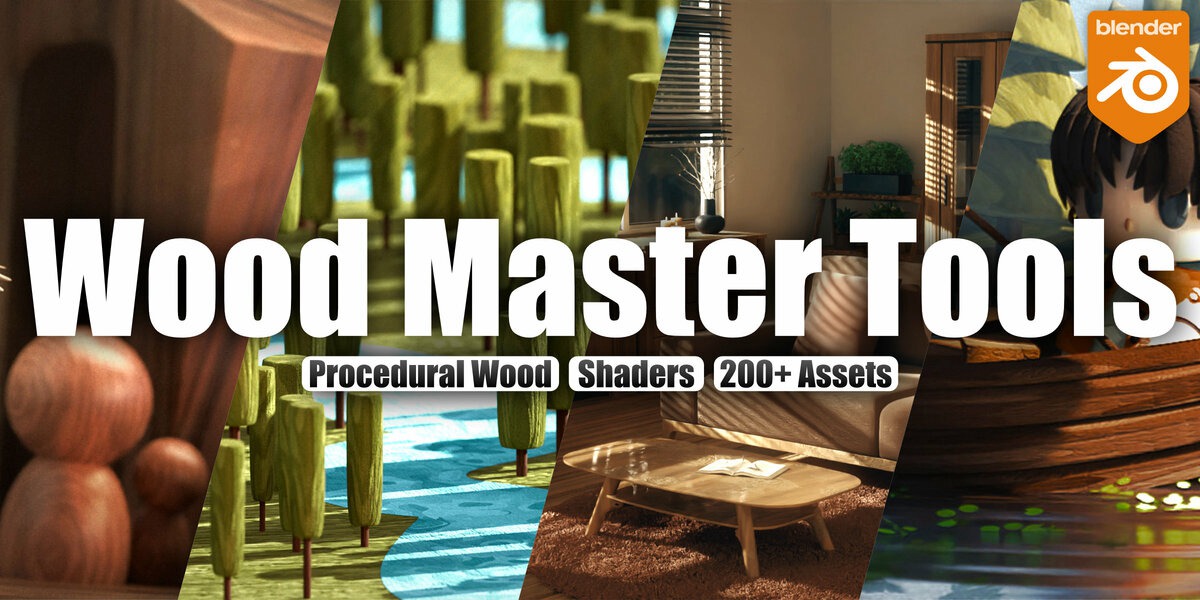 Blender 200+组专业木纹木质材质着色器资产预设素材 Wood Master Tools – Procedural Wood, Shaders 200+ Assets , 第1张