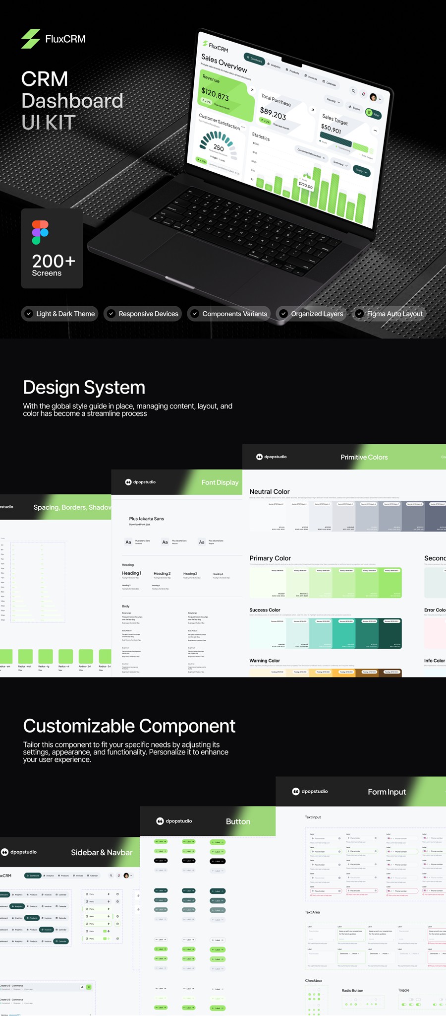 200+屏双配色CRM电商商城仪表盘用户界面WEB UI设计Figma模板套件 Flux – CRM Dashboard UI KIT , 第9张