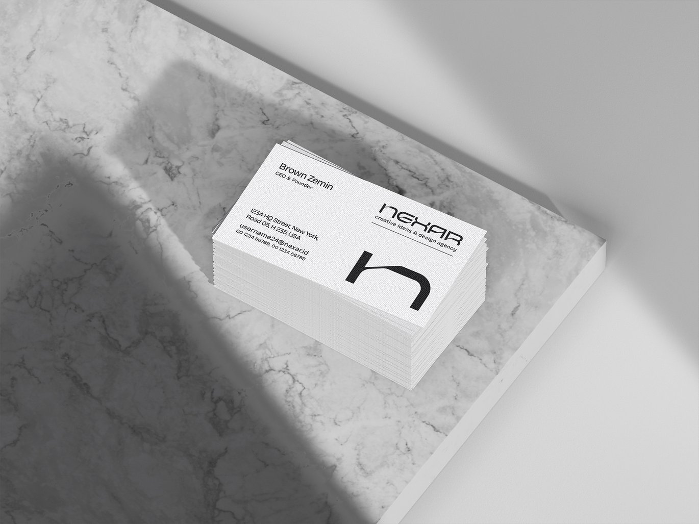 简约商务名片卡片Vi设计展示效果图PS贴图样机模板素材 Minimal Business Card Branding Mockup , 第2张