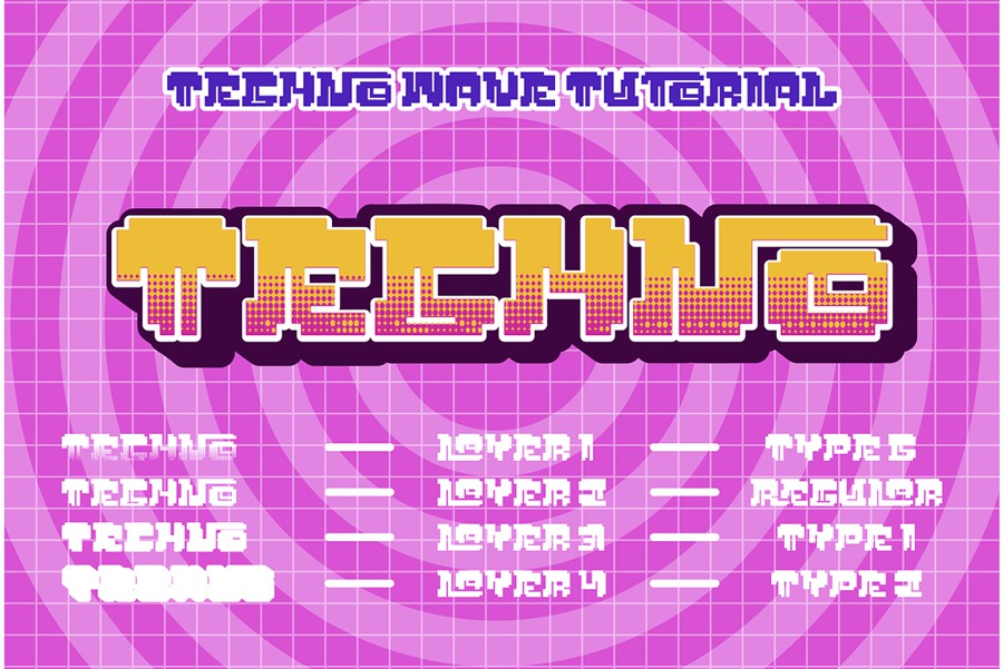 未来科幻复古品牌包装徽标设计Y2k装饰英文字体安装包 Techno Wave – Y2k Style Font , 第5张