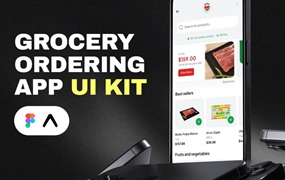 简杂货食品美食订购购买超市软件APP UI界面设计Figma模板+代码 Bites – Food Ordering App UI Kit