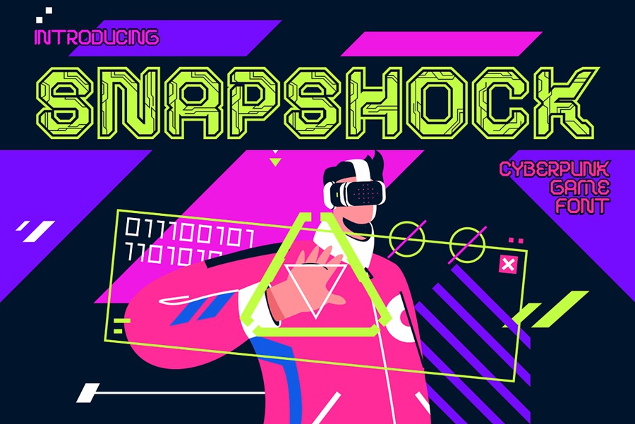 未来科幻赛博朋克游戏电竞海报广告标题设计装饰英文字体 Snapshock – Cyberpunk Game Font , 第1张