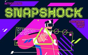 未来科幻赛博朋克游戏电竞海报广告标题设计装饰英文字体 Snapshock – Cyberpunk Game Font