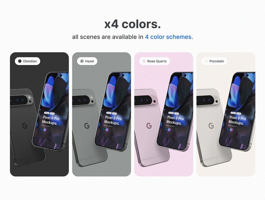 12款谷歌Google Pixel 9 Pro手机UI广告设计展现效果图PS贴图样机模板 Google Pixel 9 Pro Mockups , 第3张