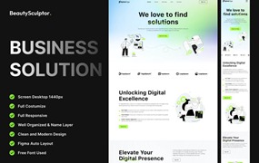 12屏创意数字网络科技企业官网网站界面WEB UI设计Figma模板套件 DigitalBoostPro – Business Solution Website Template – UI Kit