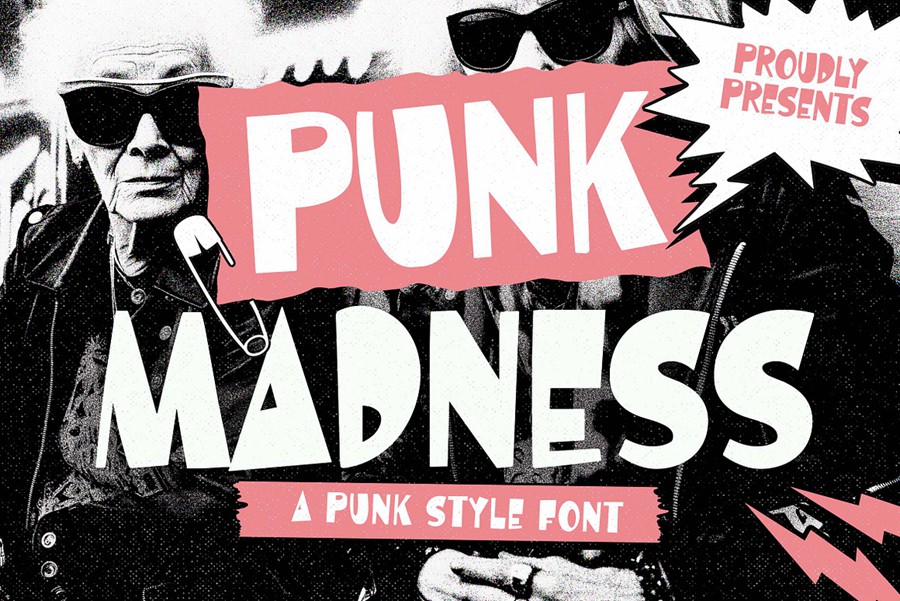 时尚摇滚朋克风品牌海报徽标设计无衬线英文字体安装包 Punk Madness a Punk Style Font , 第1张