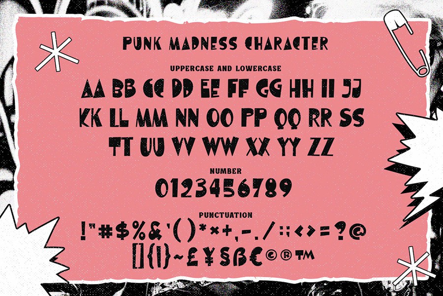 时尚摇滚朋克风品牌海报徽标设计无衬线英文字体安装包 Punk Madness a Punk Style Font , 第2张