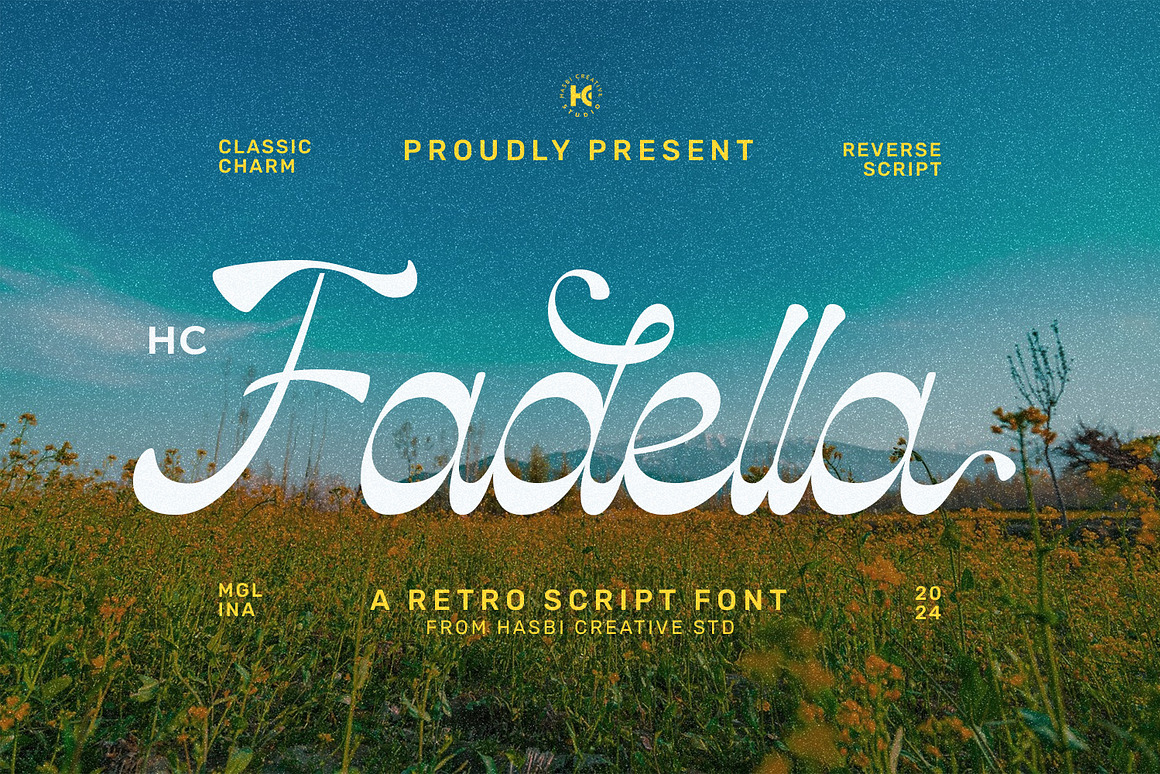 复古优雅包装邀请函徽标设计手写英文字体安装包 Hc Fadella Retro Script , 第1张