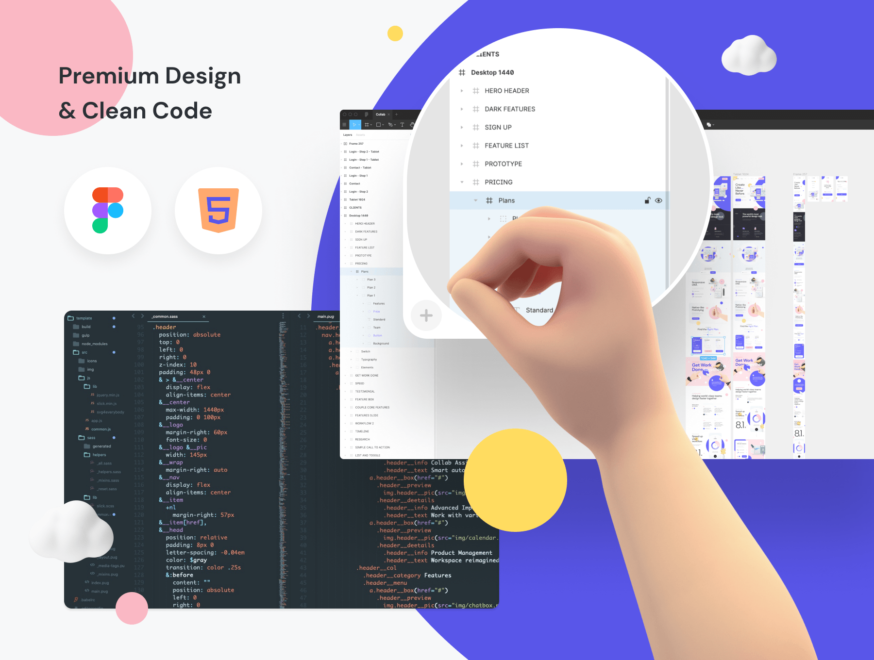 时尚响应式网站登录页面WEB UI设计Figma模板+源码Html素材 Collab — Landing Page Kit , 第7张