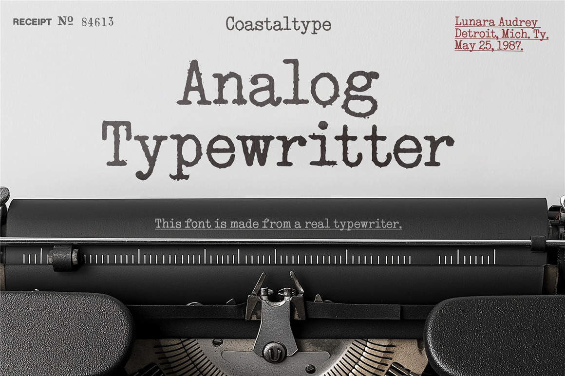 英文字体：复古老式喷墨打字机效果Logo标题衬线英文字体素材 Analog Typewriter , 第1张