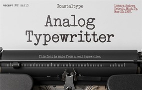 英文字体：复古老式喷墨打字机效果Logo标题衬线英文字体素材 Analog Typewriter