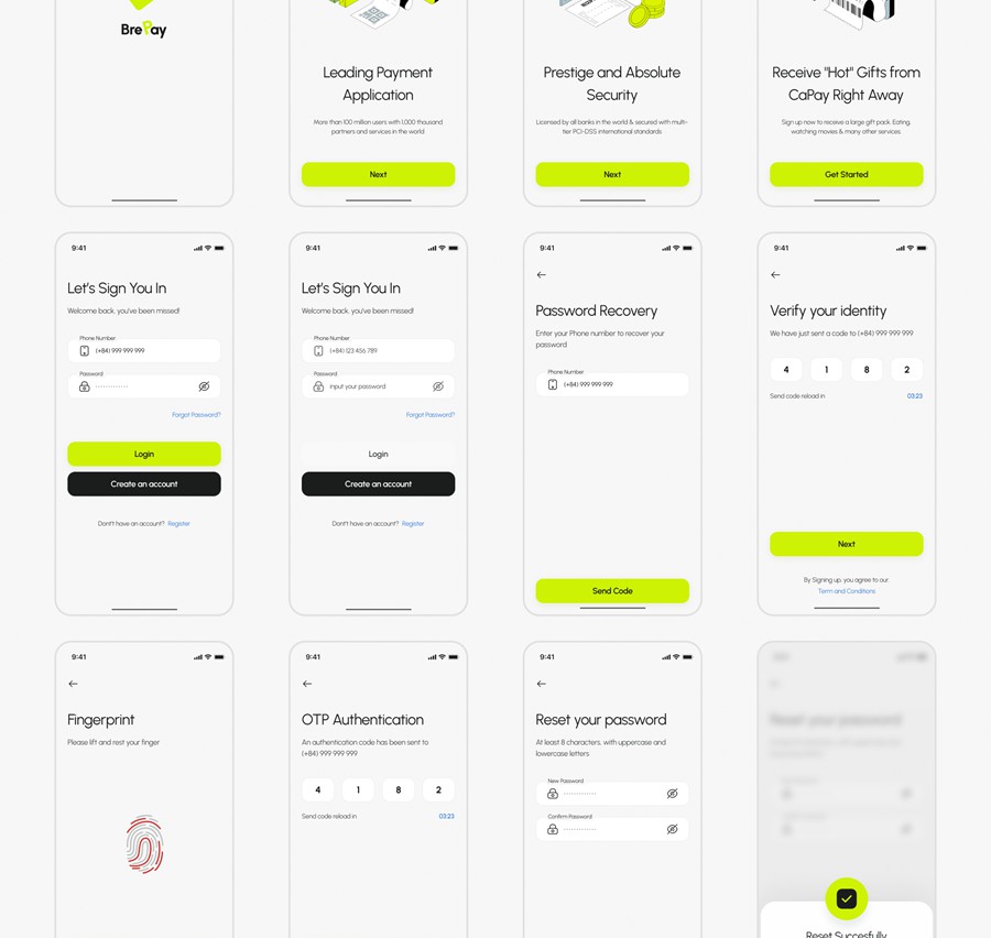 135+屏双配色金融科技财务管理理财电子钱包APP UI界面设计Figma模板套件 BrePay – Digital Wallet Finance App UI Kit , 第8张