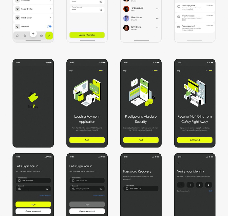 135+屏双配色金融科技财务管理理财电子钱包APP UI界面设计Figma模板套件 BrePay – Digital Wallet Finance App UI Kit , 第15张