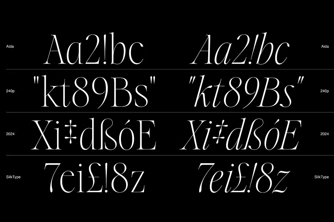 英文字体：超细现代典雅复古优雅品牌连字衬线体LOGO海报排版衬线字体 Aida - Elegant Ligature Serif , 第5张