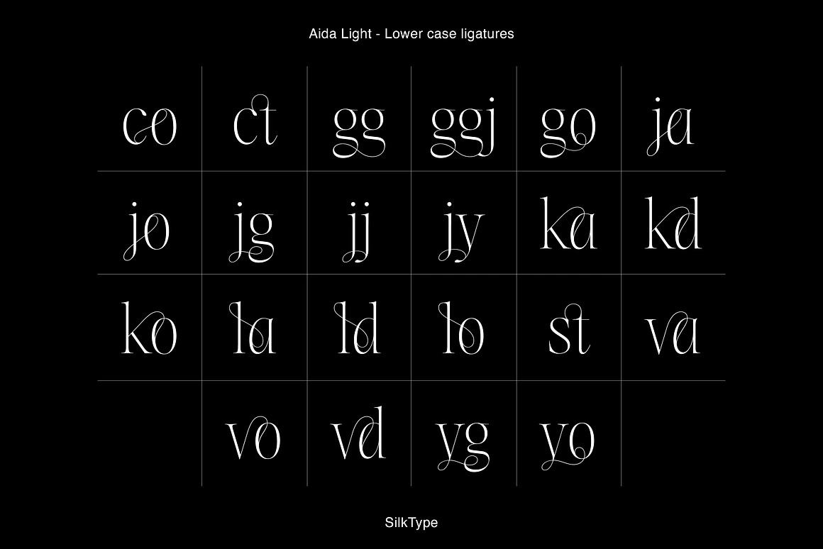 英文字体：超细现代典雅复古优雅品牌连字衬线体LOGO海报排版衬线字体 Aida - Elegant Ligature Serif , 第13张