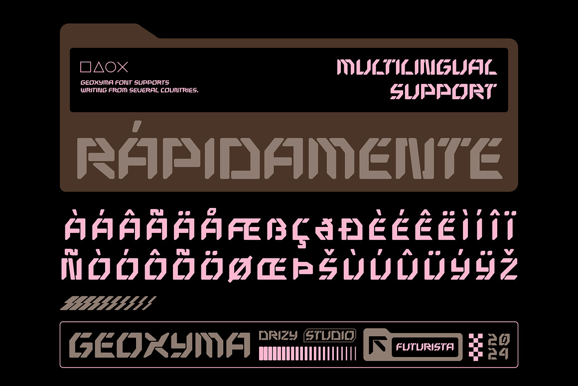 未来科幻电子竞技游戏徽标设计无衬线英文字体安装包 Geoxyma – Futuristic Stencil Font , 第5张