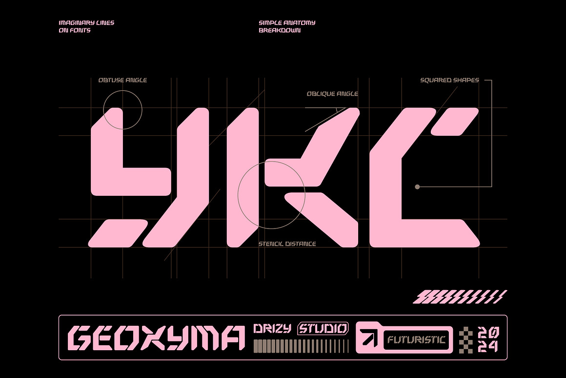 未来科幻电子竞技游戏徽标设计无衬线英文字体安装包 Geoxyma – Futuristic Stencil Font , 第3张