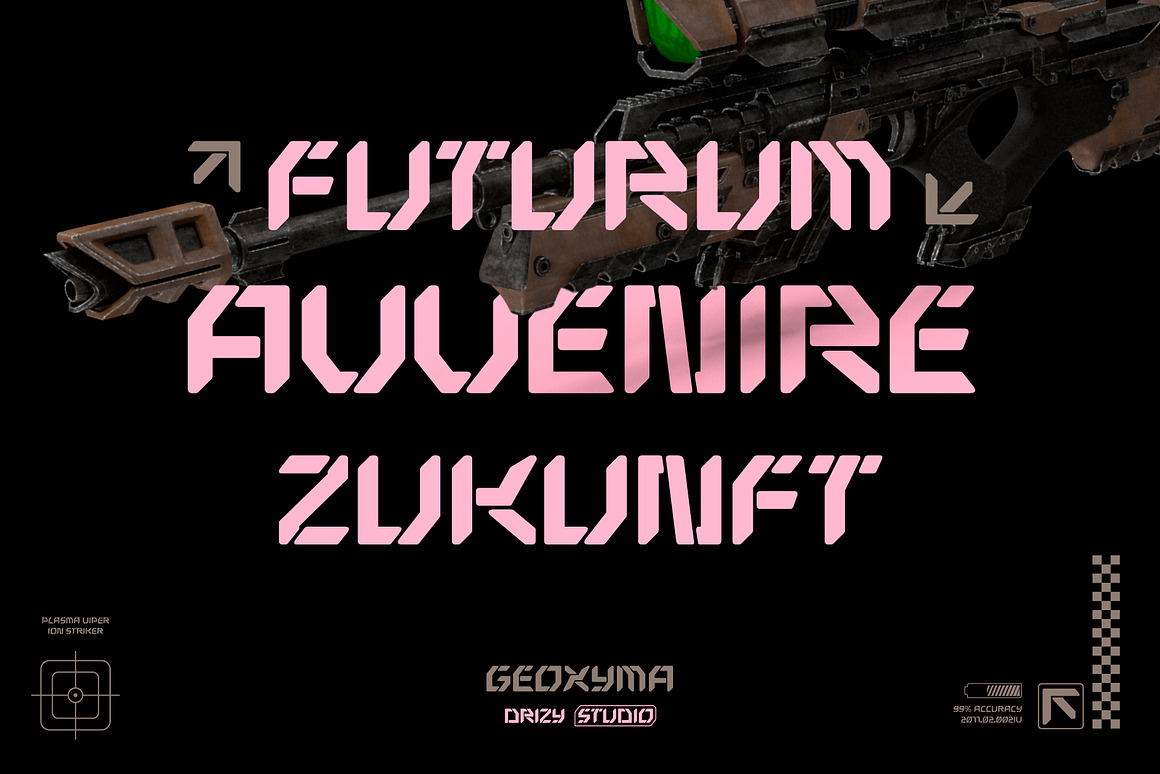 未来科幻电子竞技游戏徽标设计无衬线英文字体安装包 Geoxyma – Futuristic Stencil Font , 第6张