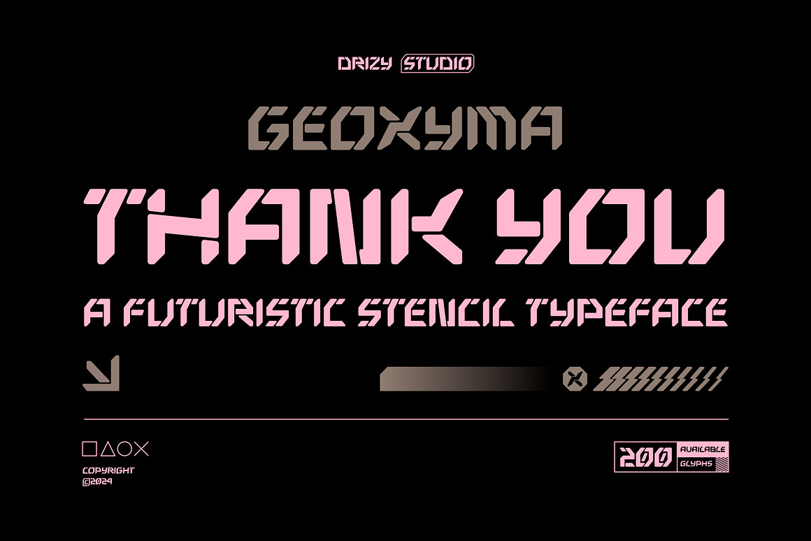 未来科幻电子竞技游戏徽标设计无衬线英文字体安装包 Geoxyma – Futuristic Stencil Font , 第10张