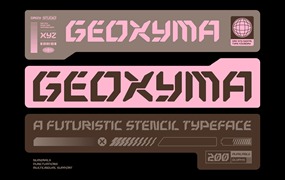 未来科幻电子竞技游戏徽标设计无衬线英文字体安装包 Geoxyma – Futuristic Stencil Font