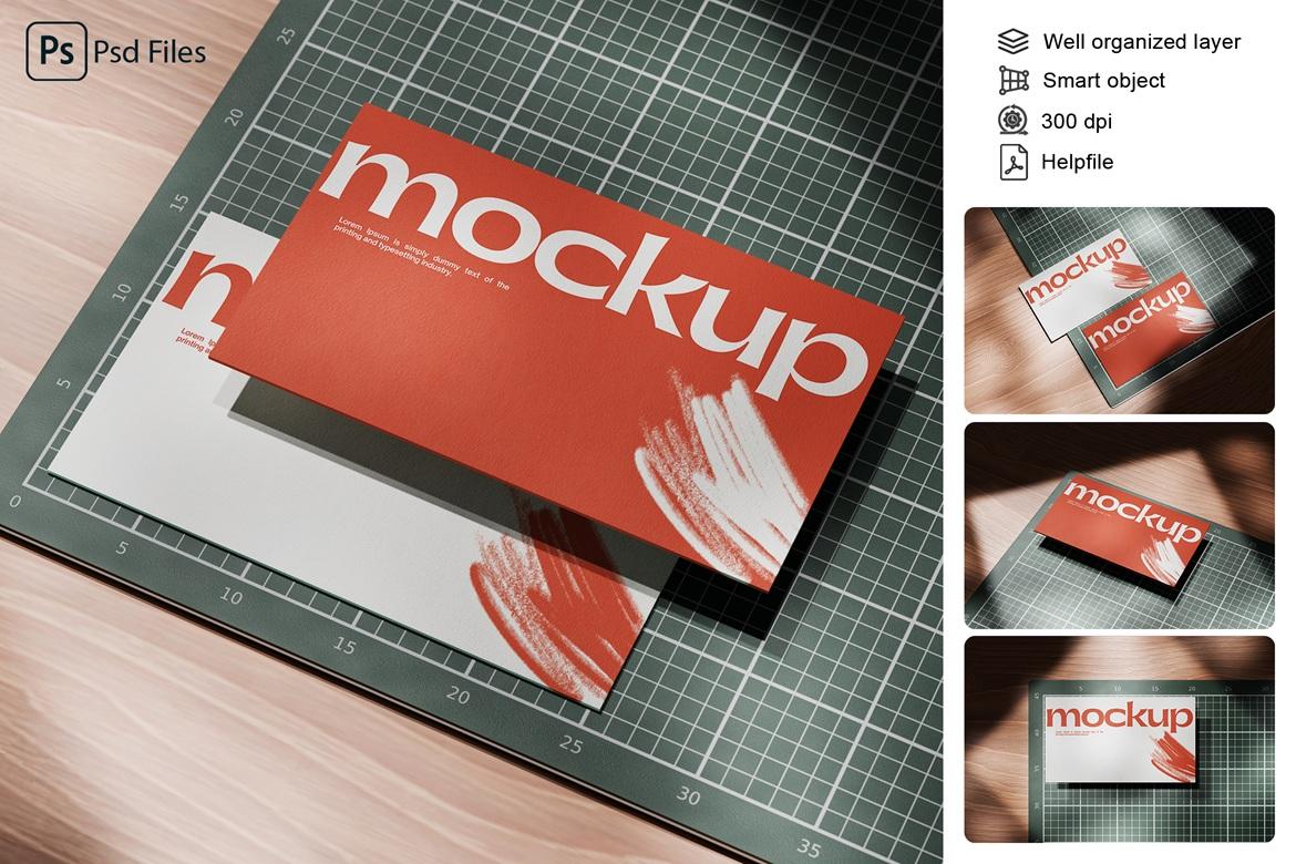 时尚多角度商务名片卡片设计VI展示贴图PSD样机MOCKUPS模板素材 Business Card Mockup , 第1张