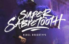 时尚都市涂鸦海报徽标设计手写英文字体安装包 Super Sabretooth