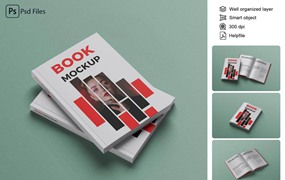 时尚杂志书籍封面设计3D模型样机MOCKUP模板PS贴图素材 Book Mockup