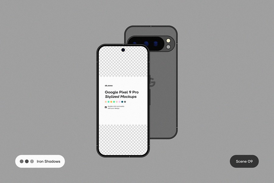 9款卡通风格化谷歌安卓Google Pixel 9 Pro手机UI广告设计展示贴图样机PS/Figma格式素材 Google Pixel 9 Pro Stylized Mockups , 第12张