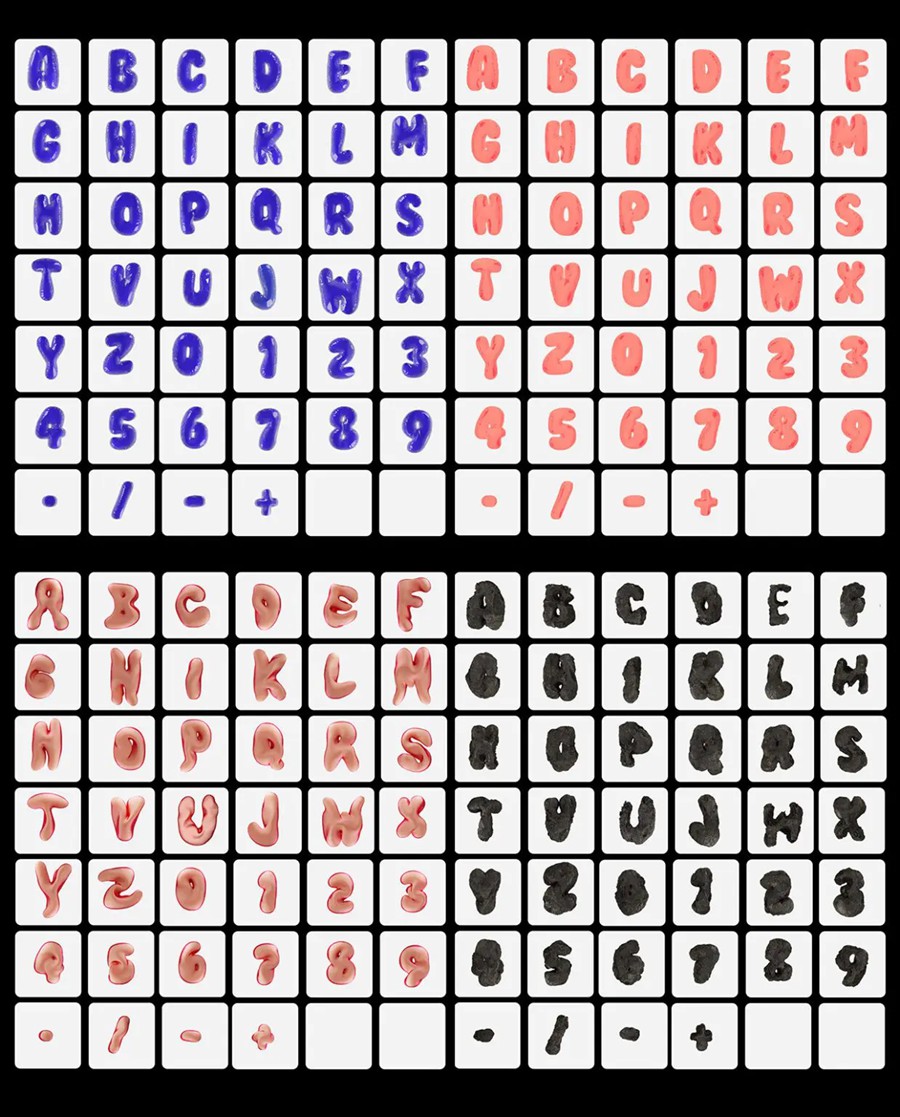 800个复古Y2K风格趣味创意3D膨胀透明塑料金属软糖气泡大写英文字母PNG免扣视觉设计套装 Wobbly Bubbly Letters with 3D Style and 20 Variations , 第13张