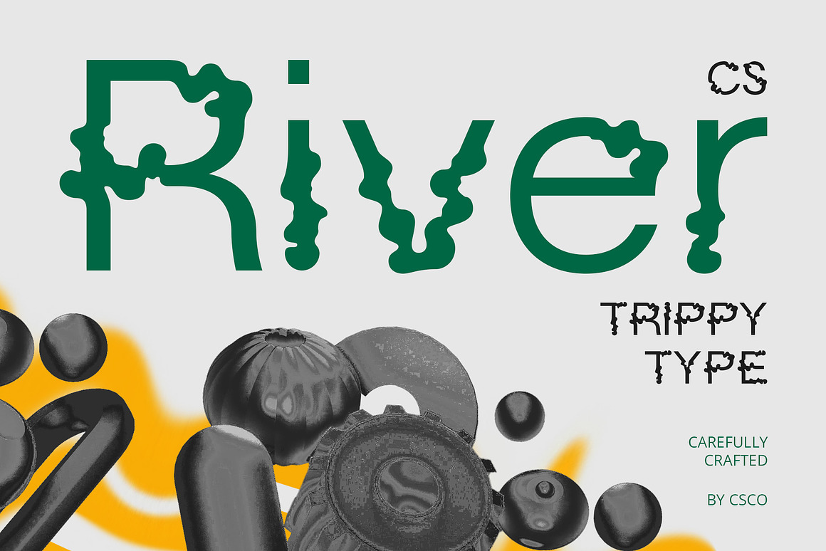 时尚迷幻品牌海报徽标设计无衬线英文字体安装包 River – Trippy Font , 第1张