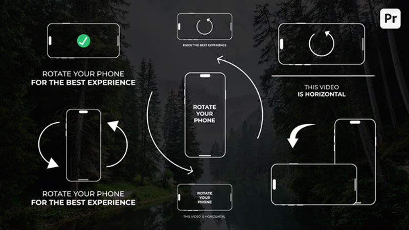 AE/PR/FCPX/达芬奇模板：手机旋转竖屏横屏演示指南动画 , 第1张