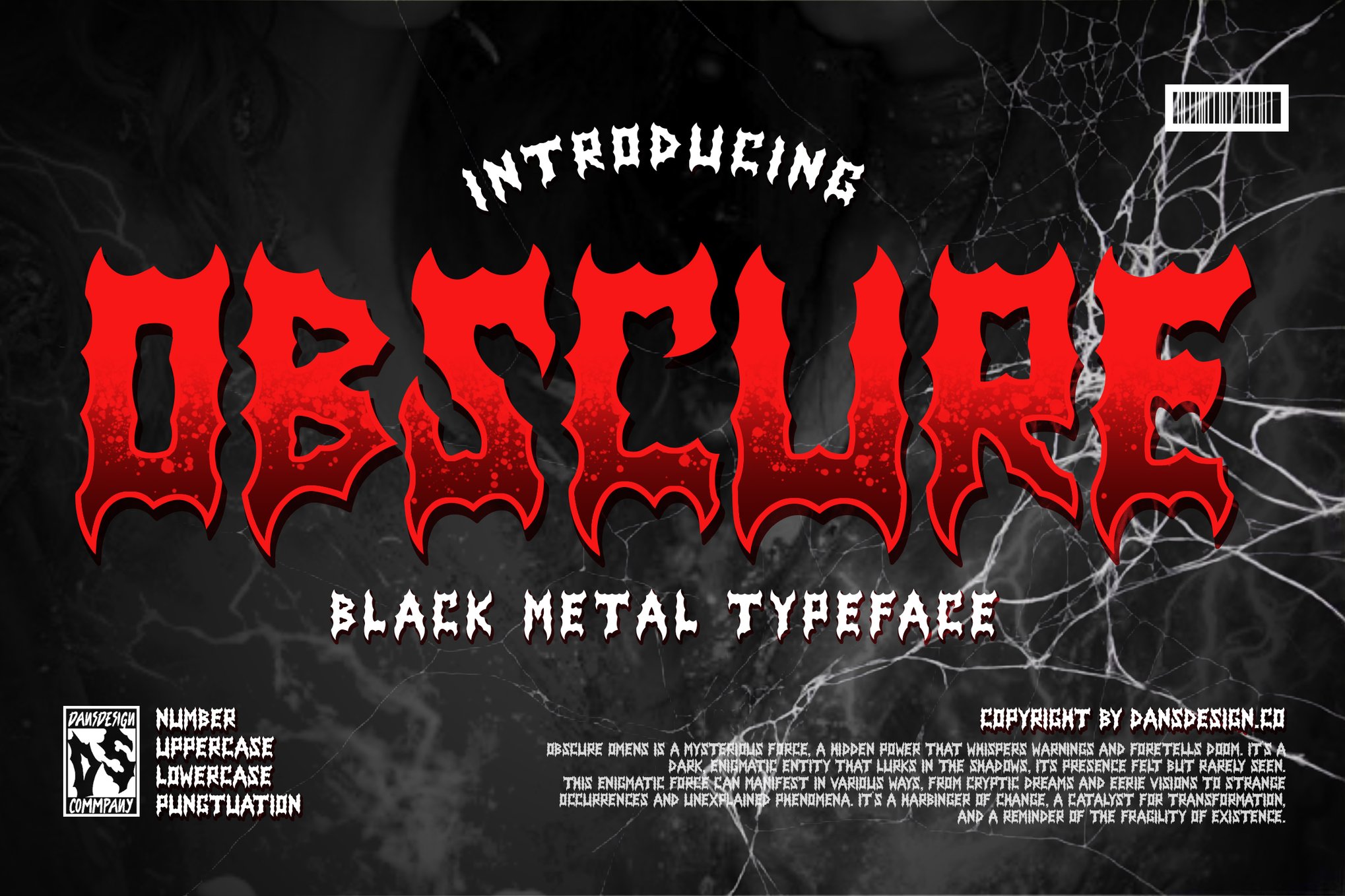 时尚复古品牌服装徽标设计Y2k装饰英文字体安装包 Obscure Metal Horror Blackletter Y2k Graffiti Font , 第1张