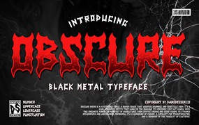 时尚复古品牌服装徽标设计Y2k装饰英文字体安装包 Obscure Metal Horror Blackletter Y2k Graffiti Font