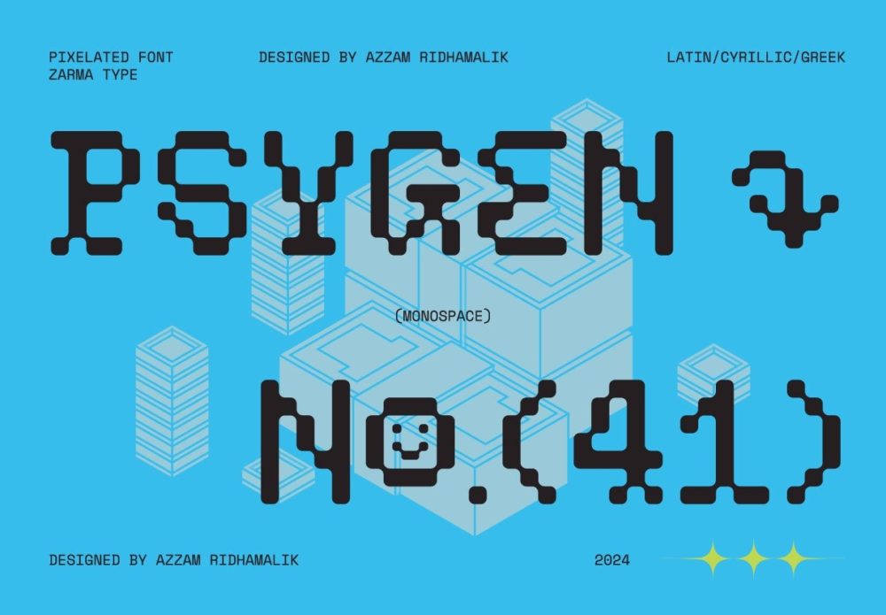 现代复古像素风品牌海报游戏设计装饰ps\ai英文字体安装包 Psygen – Modern Pixel Font , 第1张