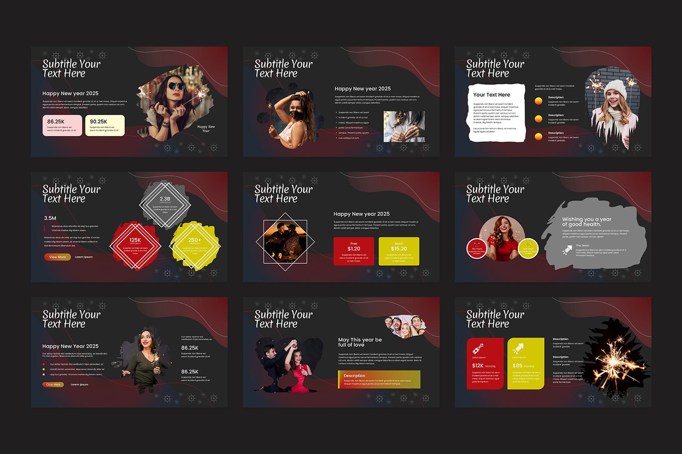 新年圣诞节主题营销策划图文排版设计PowerPoint+Keynote模版 Happy New Year PowerPoint+Keynote Template , 第6张