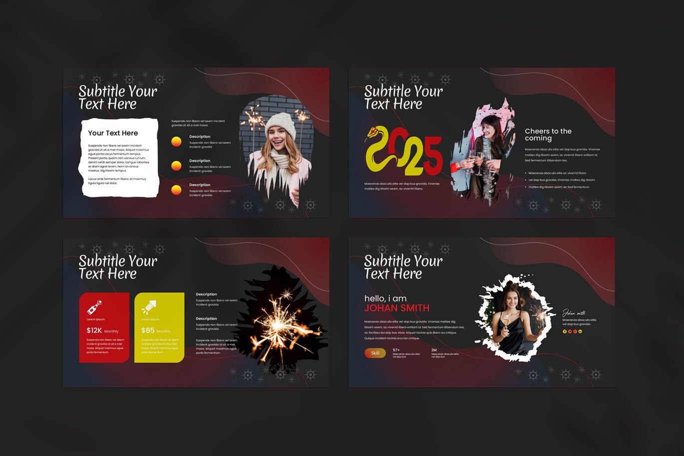 新年圣诞节主题营销策划图文排版设计PowerPoint+Keynote模版 Happy New Year PowerPoint+Keynote Template , 第5张