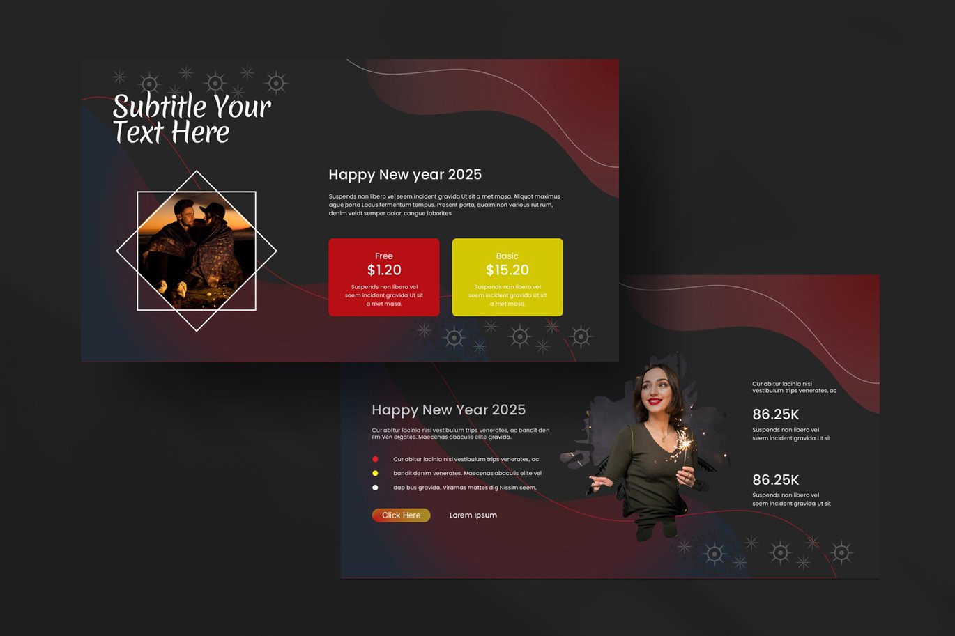 新年圣诞节主题营销策划图文排版设计PowerPoint+Keynote模版 Happy New Year PowerPoint+Keynote Template , 第8张