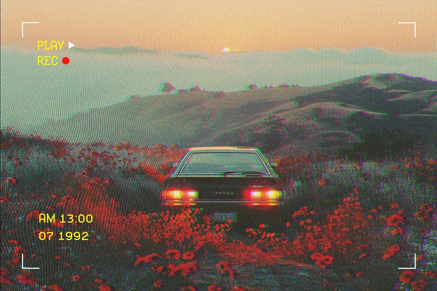 复古故障错位老式CRT信号失真模拟照片效果ps特效滤镜样机 Vintage VHS Tape Photo Effect , 第5张