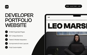 响应式创意极简作品集网站界面WEB UI设计Figma模板素材 Leo Marshall — Developer Portfolio Website