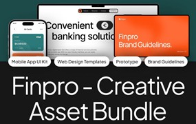 40+屏响应式SaaS数字银行服务网站WEB UI界面设计Figma模板+源码素材 Finpro – Creative Asset Bundle