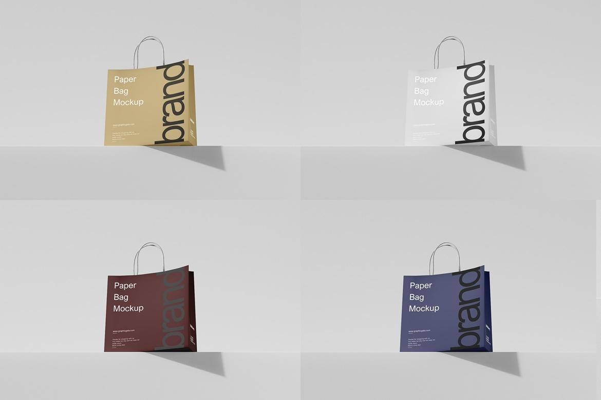 时尚购物纸袋手提袋VI设计展示贴图PSD样机MOCKUP模板素材 Paper Bag Mockup , 第6张